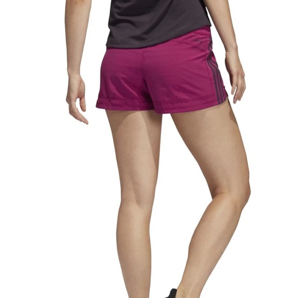 Adidas Women's Magenta Pacer 3-Stripes Woven Shorts XS new with tags activewear - Picture 3 of 7
